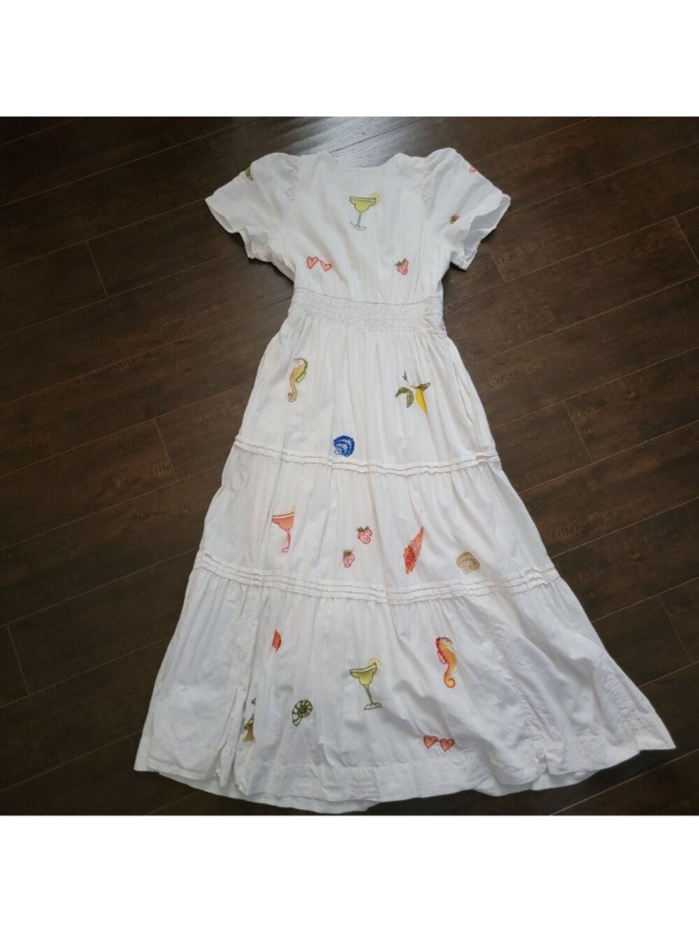 Anthropologie The Somerset Maxi Dress Embroidered Seashell Nautical Womens M - Picture 2 of 11
